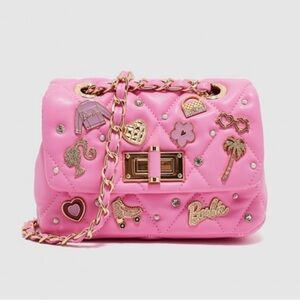 Barbie Movie Aldo Collab Charm Detail Hot Pink Crossbody Purse Quilted Luxury